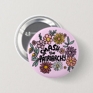 SMASH the PATRIARCHY Floral Cute Daisy Hand-Drawn 6 Cm Round Badge