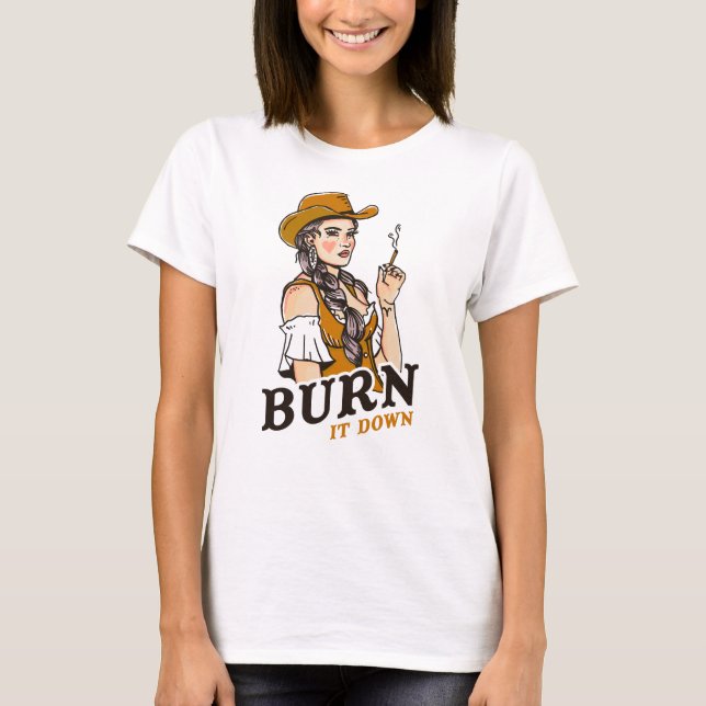 Smash The Patriarchy Funny Feminist Cowgirl Gift T-Shirt (Front)