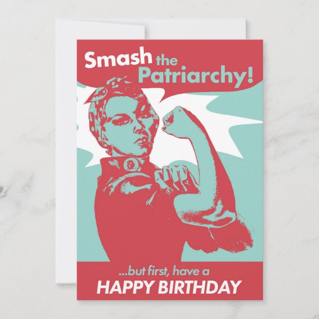 Smash the Patriarchy Rosie Riveter Birthday Card (Front)