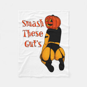 Smash These Gut's Funny Pumpkin Halloween Joke Fleece Blanket