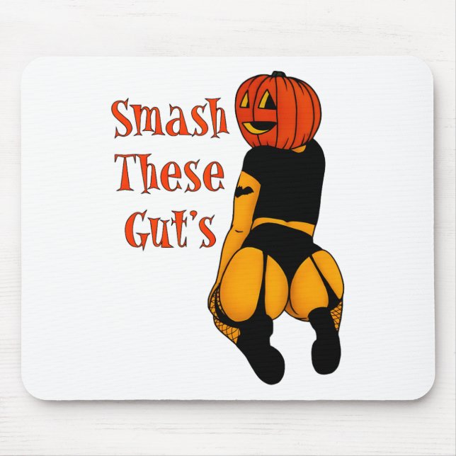 Smash These Gut's Funny Pumpkin Halloween Joke  Mouse Mat (Front)