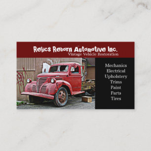 Smashed Front Window Old Truck  Repair Shop Business Card