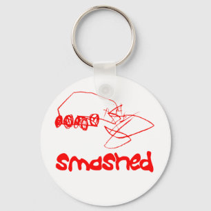 Smashed Key Ring - Red Crashed Car