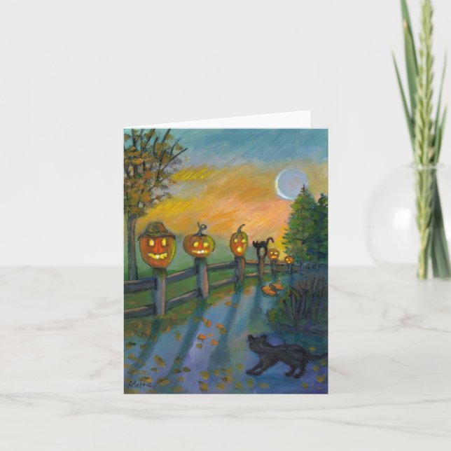 Smashed Pumpkin and Cats Note Card (Front)