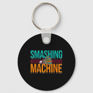 Smashing Machine Shuttle Retro Birdie Badminton Key Ring