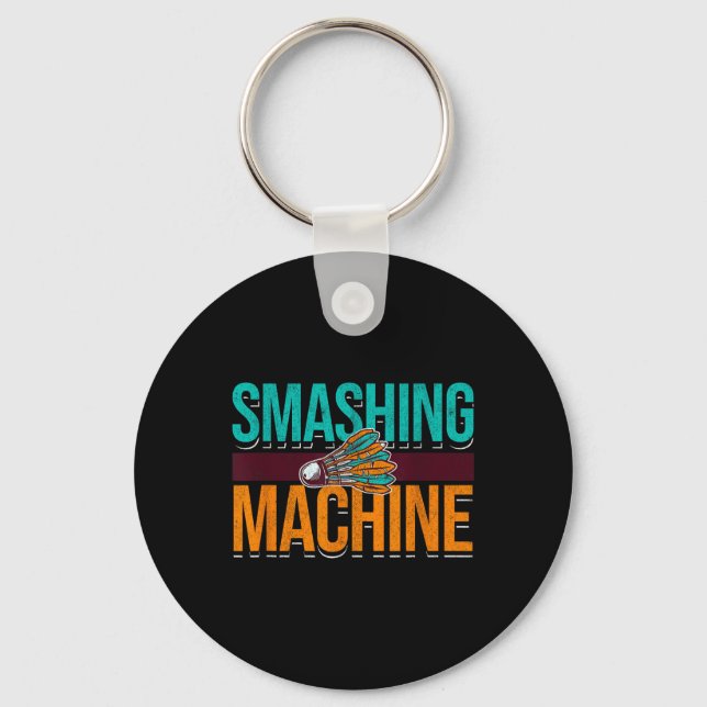 Smashing Machine Shuttle Retro Birdie Badminton  Key Ring (Front)