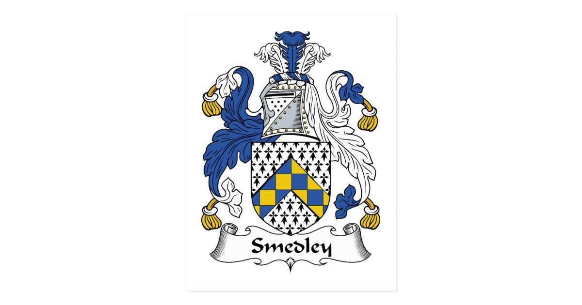 Smedley Family Crest Postcard Zazzle.co.uk