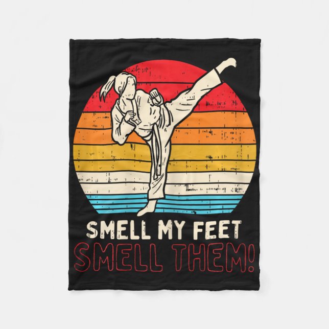 Smell Feet Girl Ponytail Kick Karate Taekwondo Kun Fleece Blanket (Front)