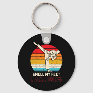Smell Feet Kick Retro Karate Taekwondo Martial Art Key Ring