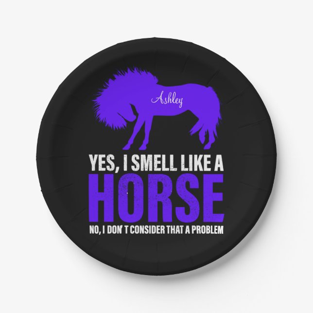 Smell Like A Horse in Royal Personalised   Paper Plate (Front)