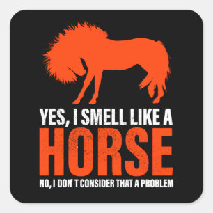 Smell Like A Horse in Tangerine Square Sticker
