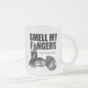 Smell My Fingers (hockey) Frosted Glass Coffee Mug