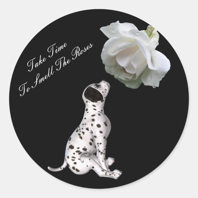 Smell Roses Puppy Rose Inspirational Sticker (Front)
