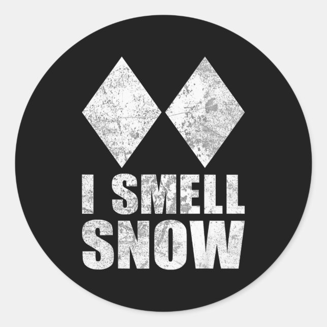Smell snow skiing freestyle difficult diamond classic round sticker (Front)