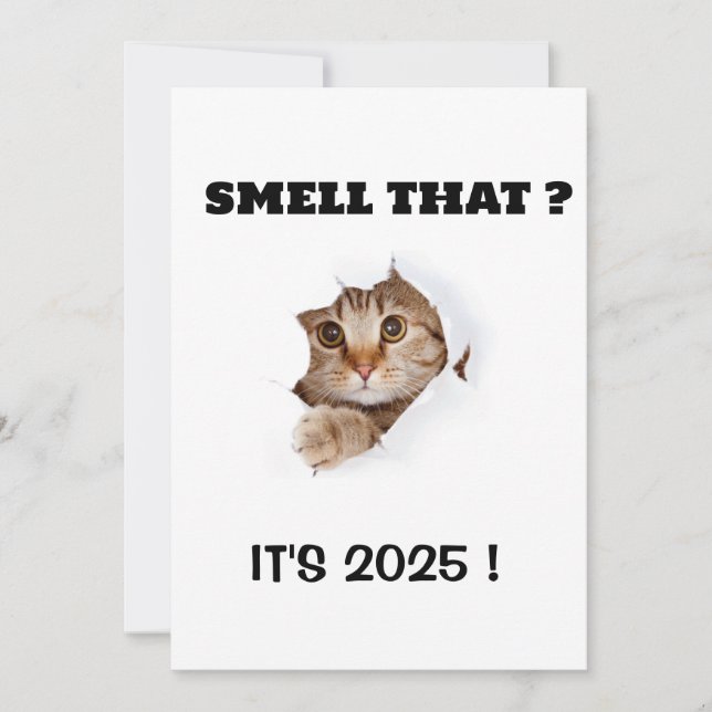 SMELL THAT? IT’S 2025 Funny cat quote Holiday Card (Front)