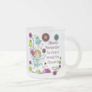 Smell the Flowers Frosted Glass Coffee Mug