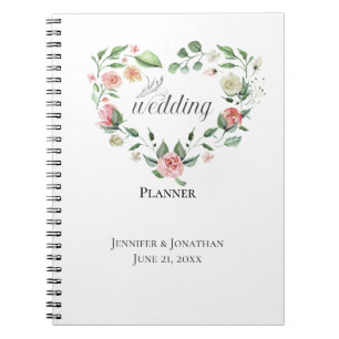 Smell the Roses, Floral Heart Wedding Planner Notebook