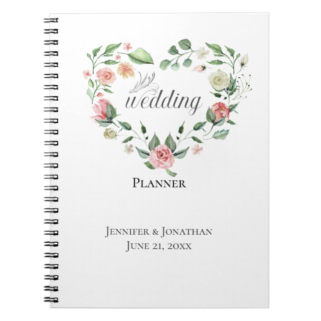 Smell the Roses, Floral Heart Wedding Planner Notebook (Front)