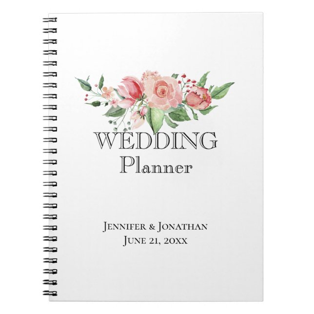 Smell the Roses, Floral Swag Wedding Planner Notebook (Front)
