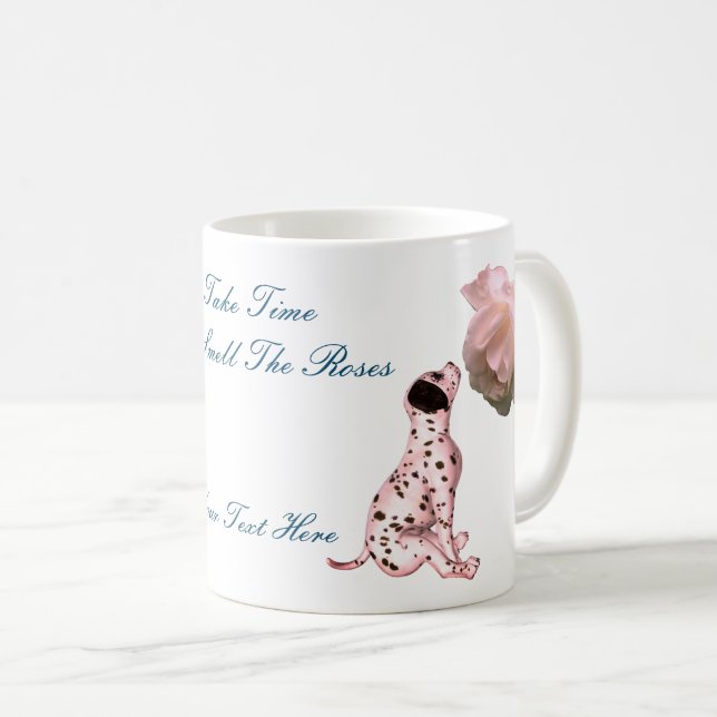 Smell The Roses Puppy Inspirational  Coffee Mug (Front Right)