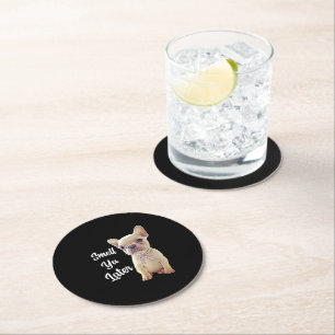 Smell Ya Later Funny French Bulldog Gift Round Paper Coaster