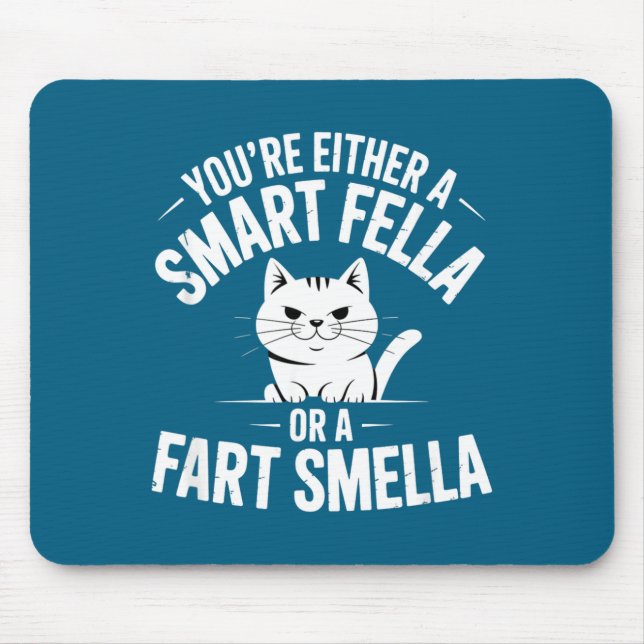 Smella Cat Smart Fart Humor Spoonerism Fella Joke Mouse Mat (Front)