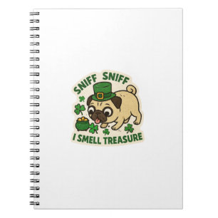 Smelling Treasure Pug St.Patrick's Day Notebook