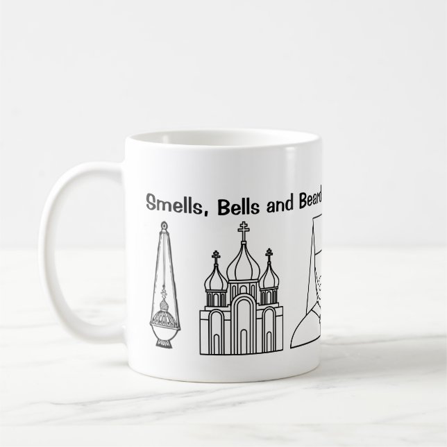Smells, Bells and Beards Coffee Mug (Left)