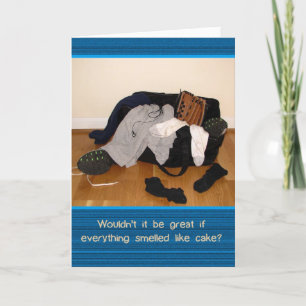 Smells like Birthday Cake Funny Greeting Card