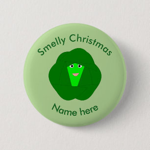 Smelly Christmas Brussels Sprout Custom Button