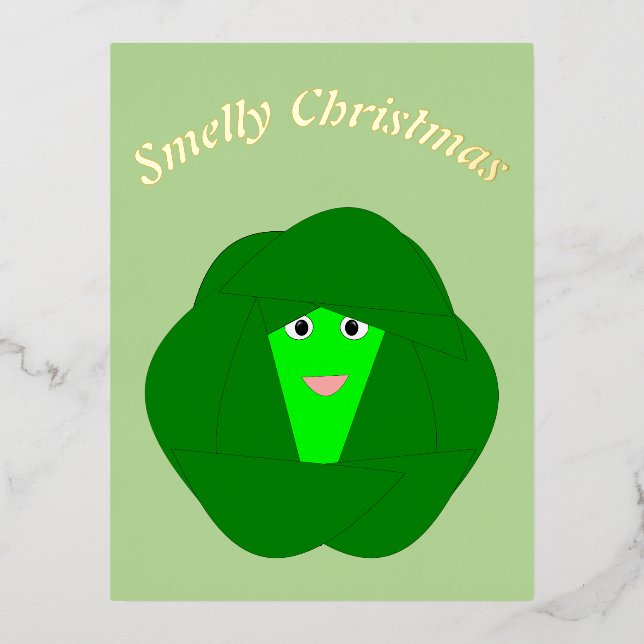 Smelly Christmas Brussels Sprout Custom Foil Holiday Postcard (Front)