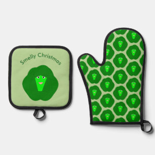 Smelly Christmas Brussels Sprout Custom Oven Mitt & Pot Holder Set