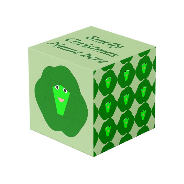 Smelly Christmas Brussels Sprout Custom Photo Cube (Front Angled)