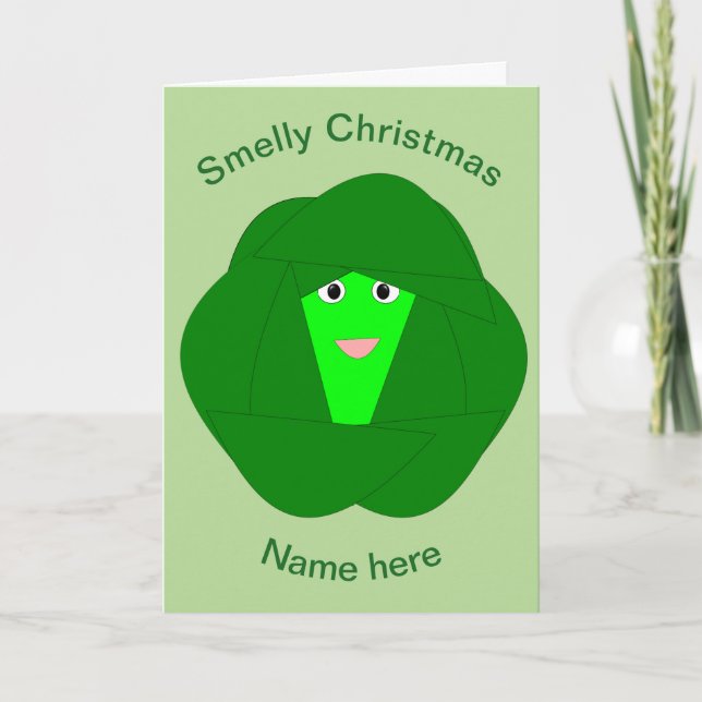 Smelly Christmas Brussels Sprout Funny Card (Front)