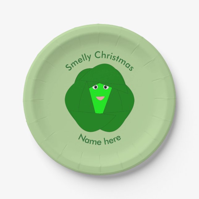 Smelly Christmas Brussels Sprout Paper Party Plate (Front)