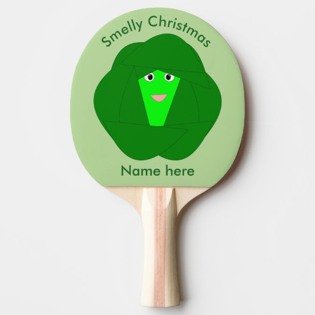 Smelly Christmas Brussels Sprout Ping Pong Paddle (Front)