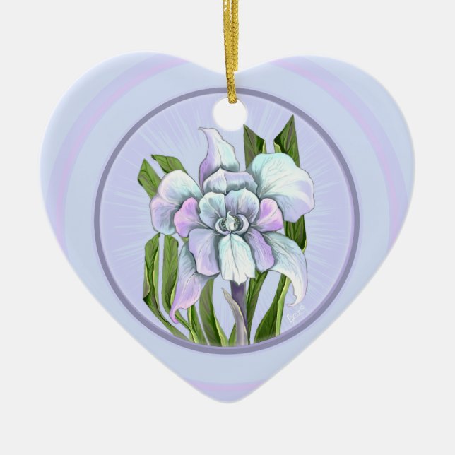 Smeraldo flower Ceramic Ornament (Front)