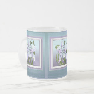 Smeraldo flower frosted glass coffee mug