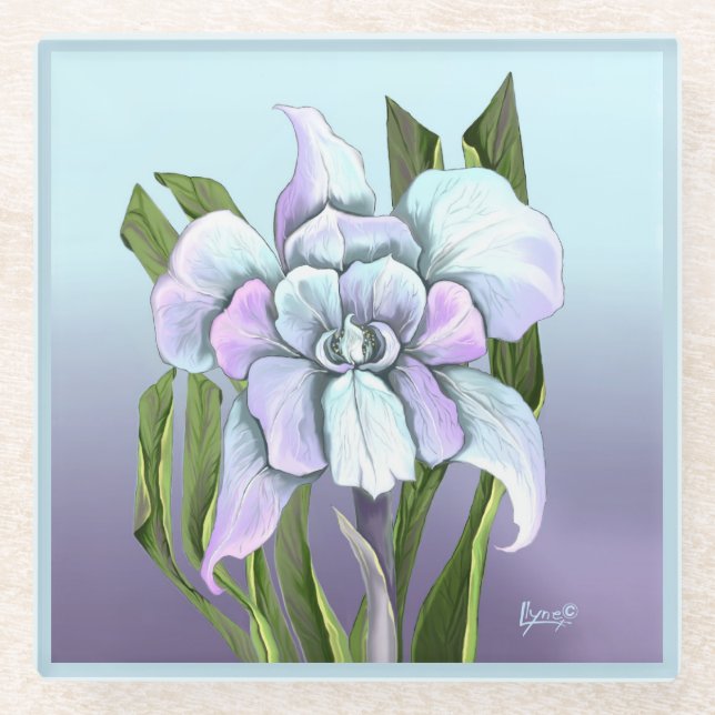 Smeraldo Flower Glass Coaster (Front)