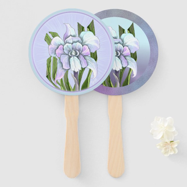 Smeraldo flower Hand Fan (Front and Back)