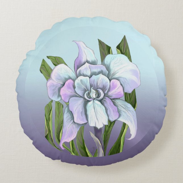 Smeraldo Flower Round Pillow (Front)