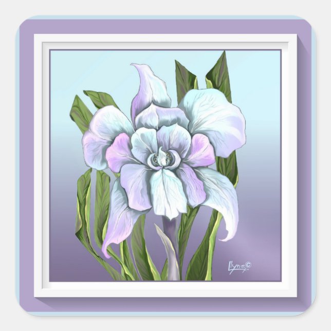 Smeraldo flower square sticker (Front)