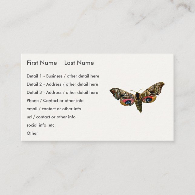 Smerinthus ocellata - Eyed Hawk-Moth Colour Image  Business Card (Front)