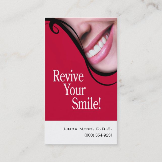 "Smile 2" Dentist Hygienist Cosmetic Dentistry Business Card (Front)