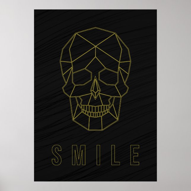 Smile affirmation poster yellow origami skull (Front)