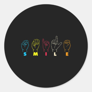 Smile Asl Alphabet American Sing Language Asl Teac Classic Round Sticker