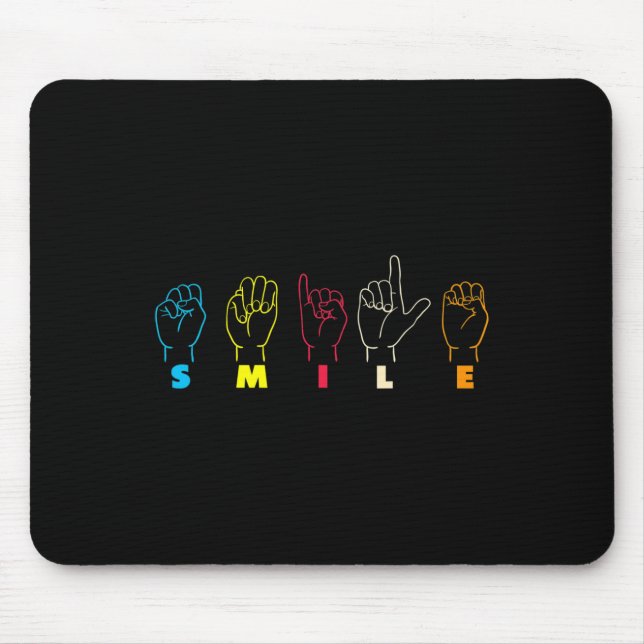 Smile ASL Alphabet American Sing Language ASL Teac Mouse Mat (Front)