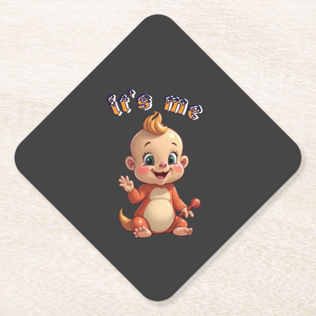 smile at cute baby's joy, and happiness. paper coaster (Front)