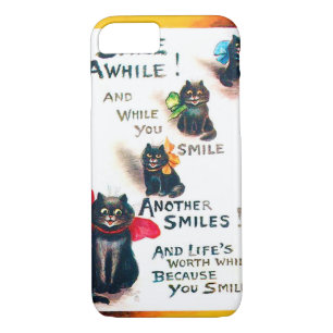 Smile Awhile, Black Cat, Louis Wain iPhone 8/7 Case