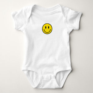 Smile Baby Happy Love Yellow Black white Emoji Fun Bodysuit